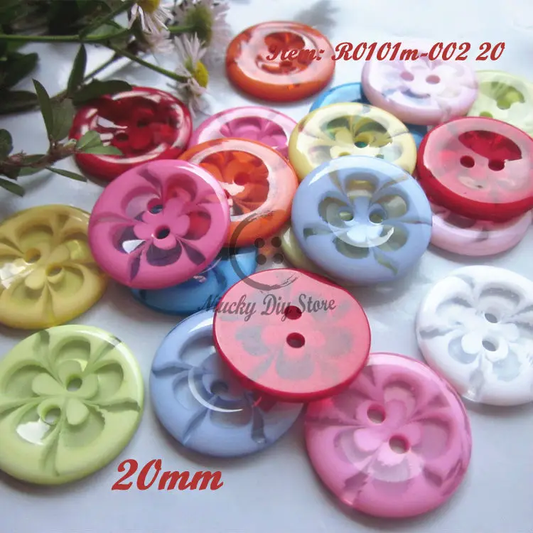 60pcs 20mm 17mm 14mm Mixed Colors 2 holes Flower Pattern Resin Buttons Kids Sweater Cardigan Sewing Accessories Loose Button