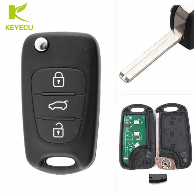 KEYECU di Ricambio Vibrazione Auto Chiave A Distanza Fob 3 Button 433MHz ID46 per Kia Rio Ceed CeedPro Picanto Sportage 2010 -2012