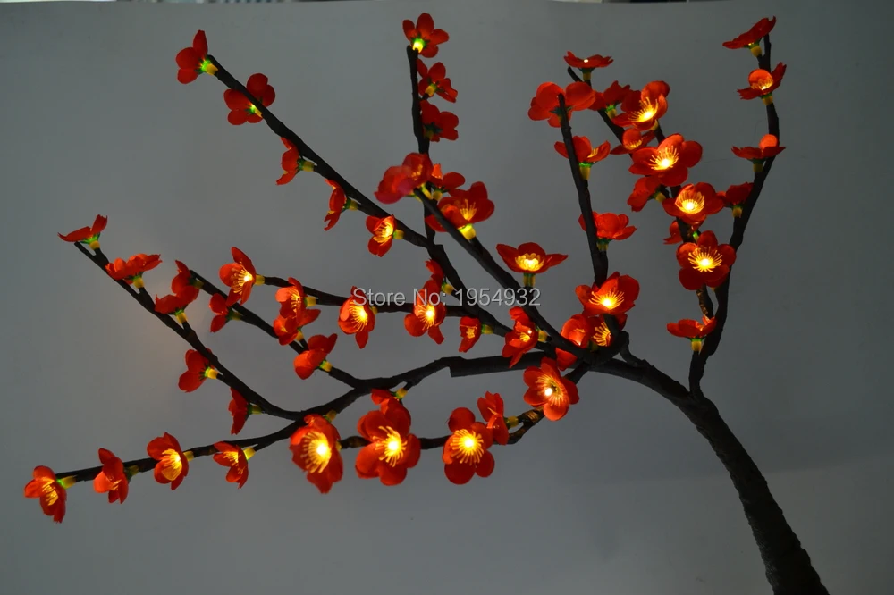 

Free Shipping 20" Height 60Led Blossom plum light Tree with Nature Trunk Treatment + Resin Base+IP 20 Adaptor +3*AA Battery Box