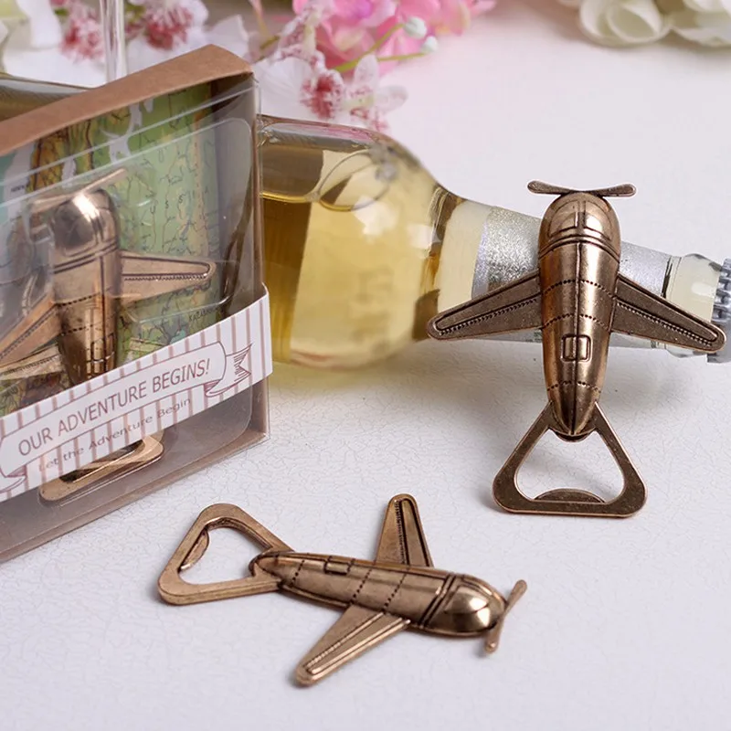 

200sets/LOT NEW ARRIVAL High Quality "Let the Adventure Begin" Antique Airplane Bottle Opener Wedding Favors FREE SHIPPING