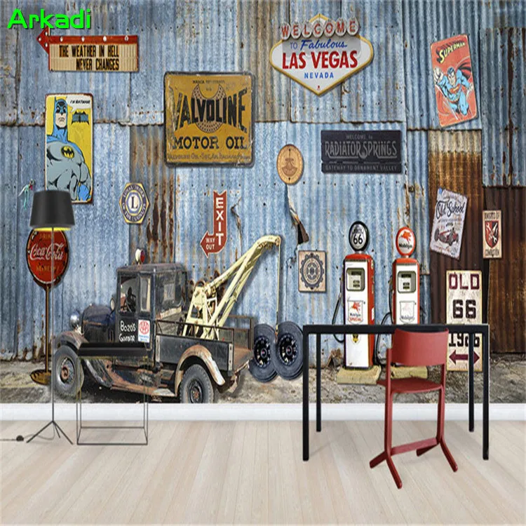 3d custom wallpaper photo on the tin background on the stand street sign TV sofa living room vintage decorative mural