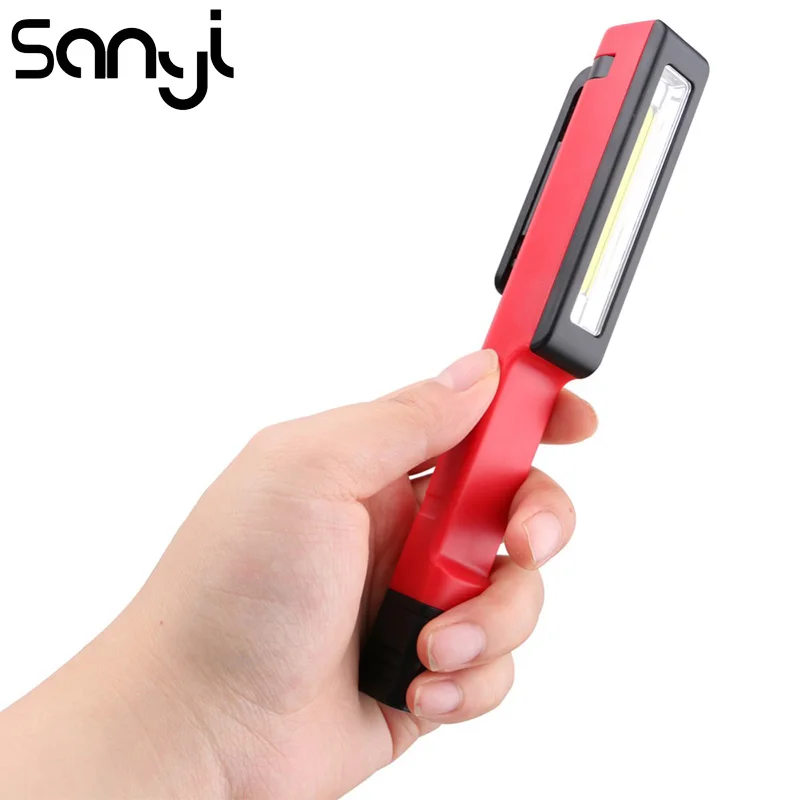 SANYI Portable Mini LED Flashlight Magnet Handy Torch Lantern PVC Emergency Camping Outdoor Lighting 1 Mode 3*AAA Waterproof