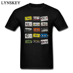 Retro Vintage Cassettes Mens T Shirts Short Sleeve 100%  Slim Fit Tshirts Hip Hop Men Male Round Collar