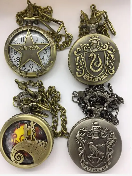 Saint Seiya anime hollow quartz pocket watch Saint Seiya and flip steampunk FOB chain watches