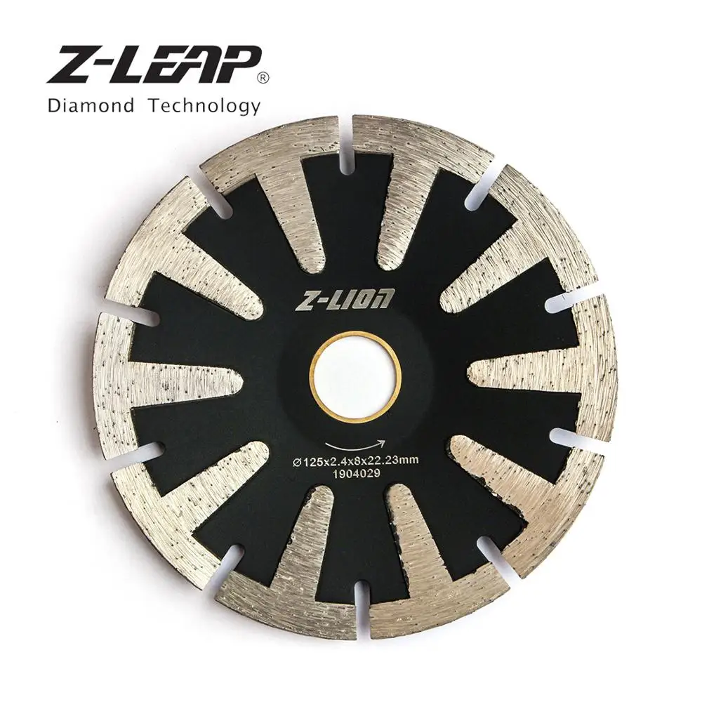 Z-LEAP 5 Inch Concave Curved Disc Diamond Saw Blade T-Segmented Turbo Rim Cutting Disc For Granite Marble Convex Diamond Tool