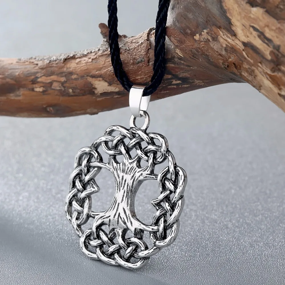 Kinitial Vintage Tree of Life Necklace Ash World Tree Pendants Necklaces Viking Scandinavian Pendant Bronze Jewelry