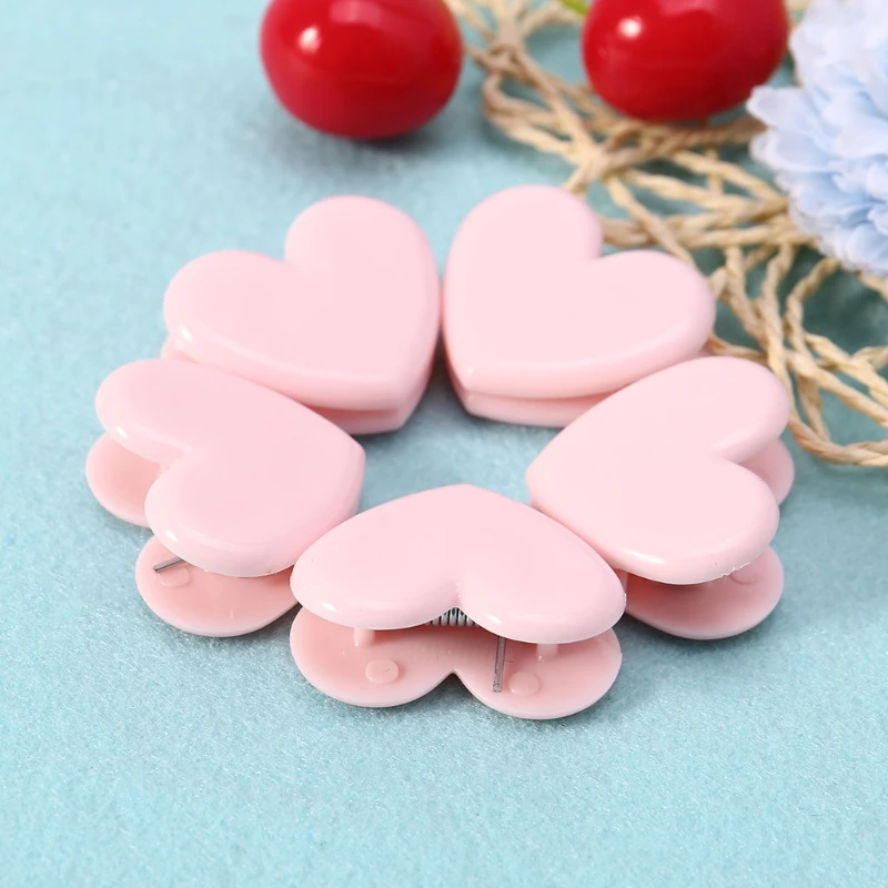 

5Pcs Heart Shape Bulldog Grip Clips Food Bag Sealing Clamp Paper File Ticket Binder Photo Organizer Kitchen Office School Supply