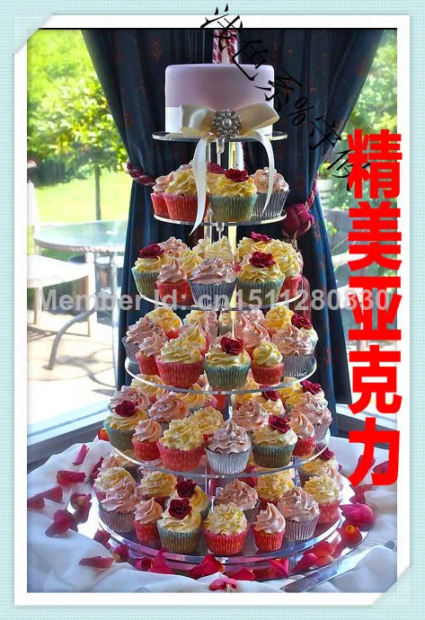 6 tier circular organic glass double sugar cake stand acrylic cake European style wedding cupcake stand decoration