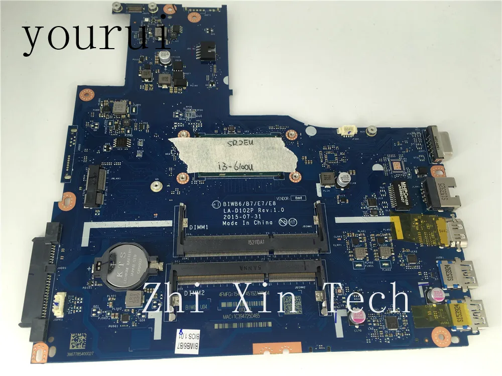 yourui BIWB6 /B7 E7/E8 LA-D102P For Lenovo ThinkPad B51-80 E51-80 Laptop Mainboard W/i3-6100u Processor  Fully Test ok