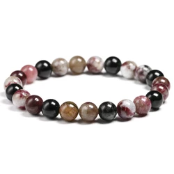 Natural Mix Tourmaline Bracelet Natural Stone 6mm 8mm 10mm Bead Quartz Bracelet Women Men Fashion Semi-precious Jewelry Gift