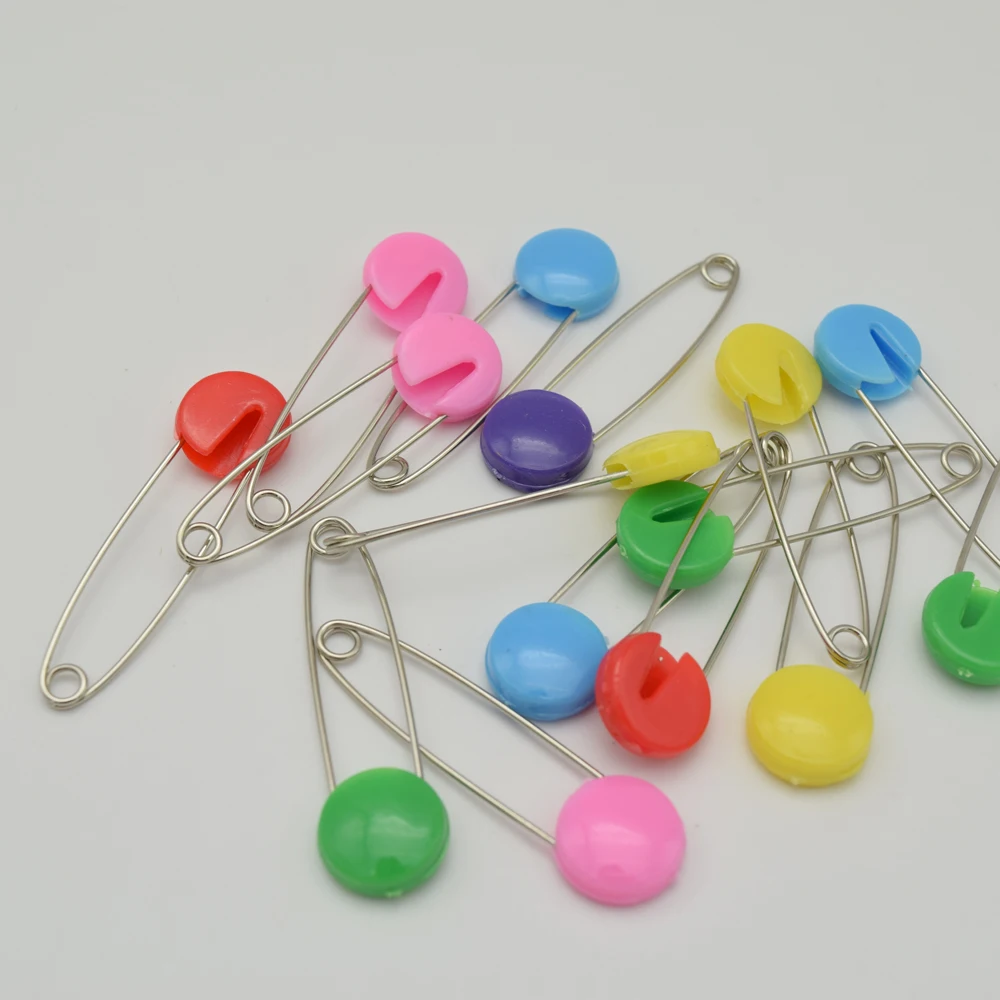 200pcs  2'' length  Baby Diaper Safety Pins Colorful  lollipop Plastic Safety Head Wholesale