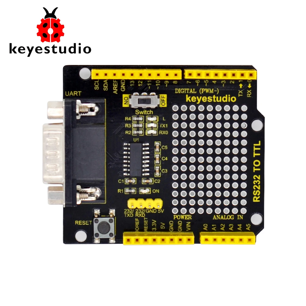 keyestudio RS232 to TTL Conversion Shield Board For  Arduino UNOR3 Compatible with RS232 Interface