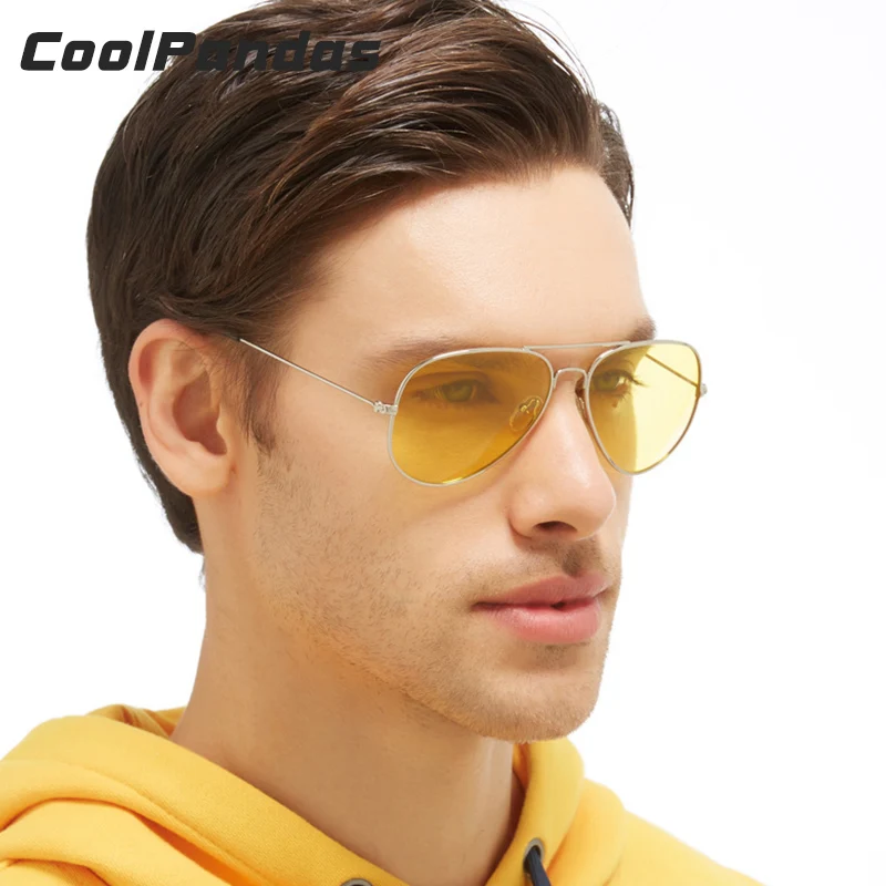 파일럿 항공 옐로우 나이트 비전 운전 선글라스 남자 여자 고글 안경 UV400 안경 드라이버 안경 gafas de sol 3025