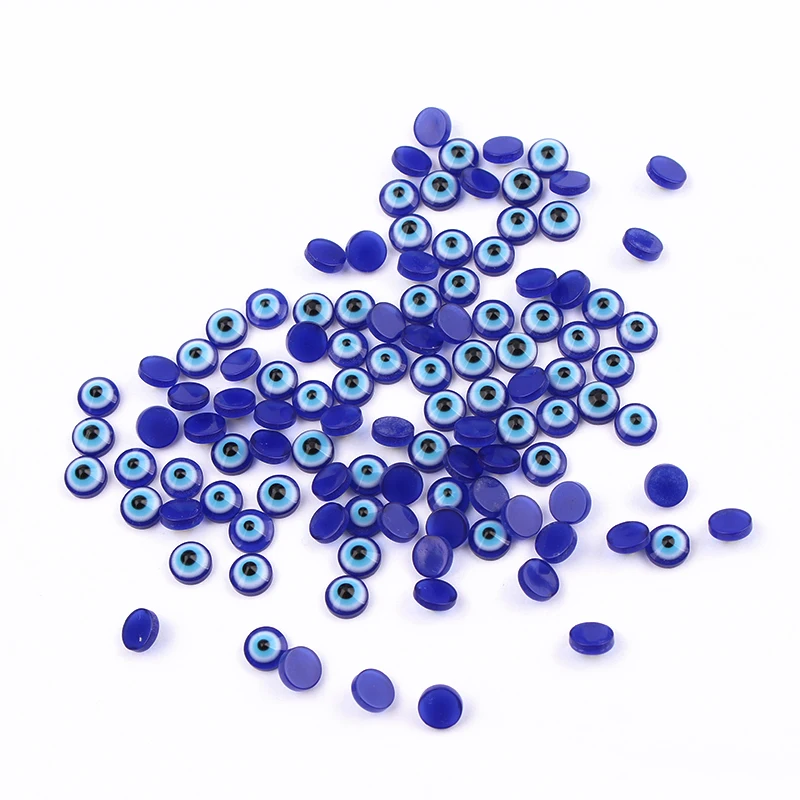 50PC Handcraft Department Round Flatback Dark Blue Evil Eye Resin Cabochon Bead DIY Bracelet Accessory Jewelry Findings