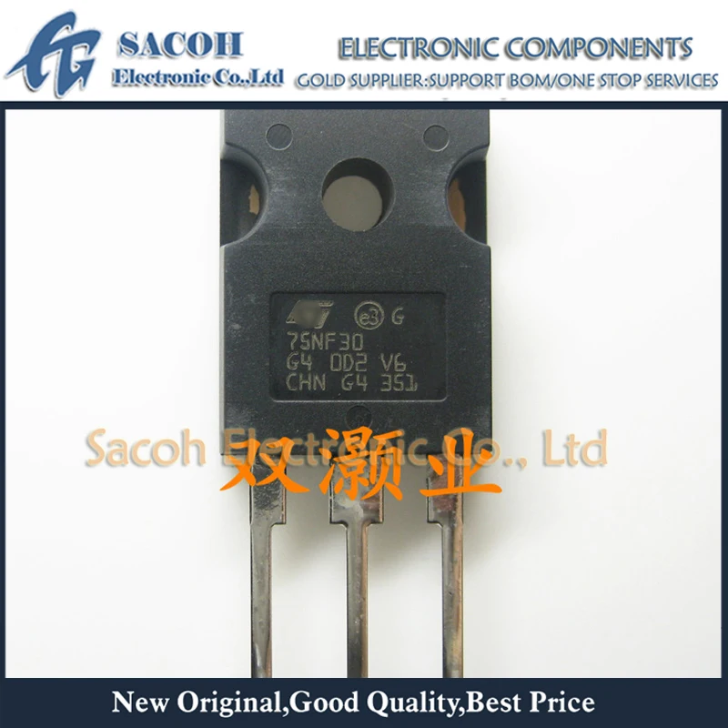 الطاقة الأصلية المجددة MOSFET ، N-Channel ، 8.5 V ، 60a ، STW75NF30 ، أو ، STW75NF20 ، 75NF20 ، إلى-758.5 ، 5 لكل لوت