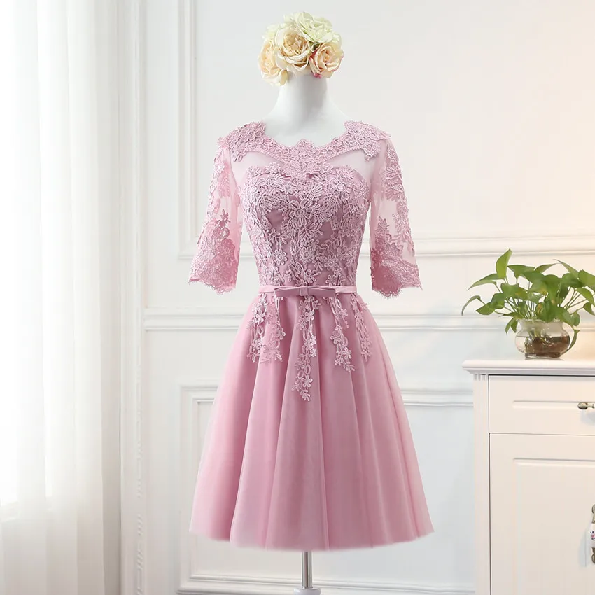 MNZ-120#Cameo brown long medium short pink Appliques 20224spring lace up Bridesmaid Dresses wedding prom party toast dress girl