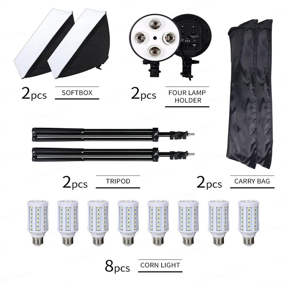 Photography 50x70CM Four Lamp Softbox Kit Continuous Lighting System Soft Box Accessories Photo Studio Equipment