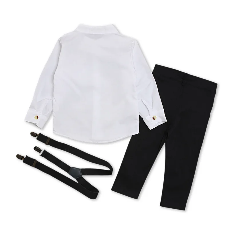 3Piece Sets Spring Autumn Kids Clothes Boys Korean Fashion Gentleman Baby Tops+Pants+Straps Children Boutique Clothing BC1303