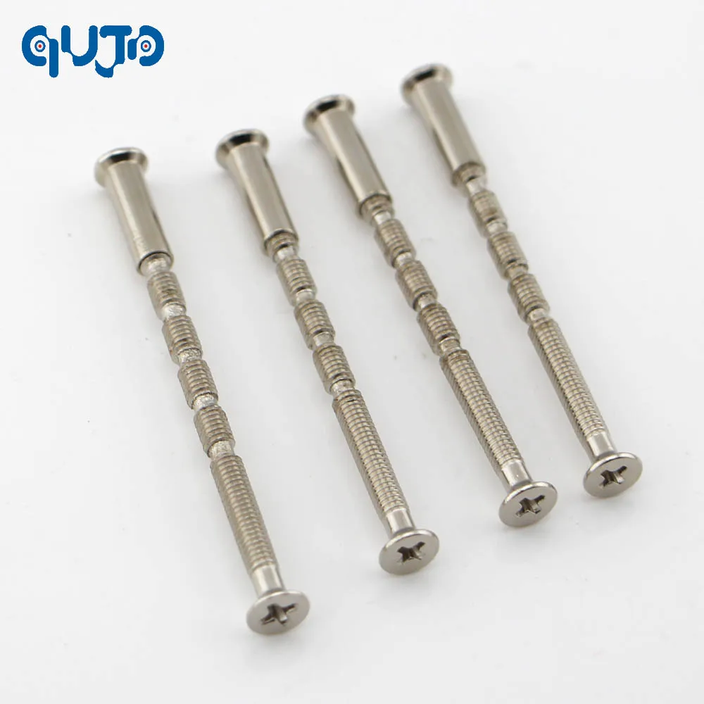 4 Piece Universal M4 SCREW CONNECTING BOLTS & SLEEVES FOR DOOR HANDLE ROSES AND ESCUTCHEONS NICKEL COLOR