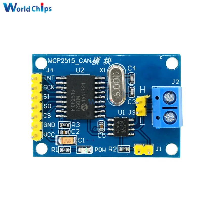 MCP2515 CAN Bus Module Driver Board TJA1050 Receiver For 51 MCU ARM Controller DC 5V SPI Interface Control Resistors Data Trans