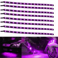 2/4Pcs 12V Car LED Flexible Light Strip Purple Self-adhesive Super Bright Energy Saving Waterproof Motor Vehicle Decor 15 LED