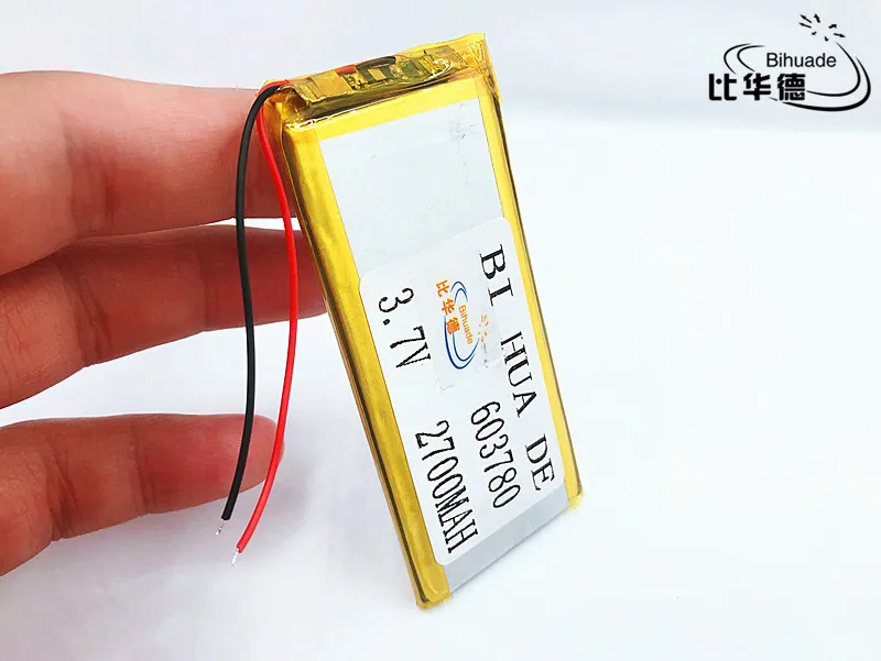 Li-po-Batería de polímero de litio, 603780 3,7 V, 2700 mah, bricolaje, energía de emergencia móvil, batería de tesoro, 1 unids/lote