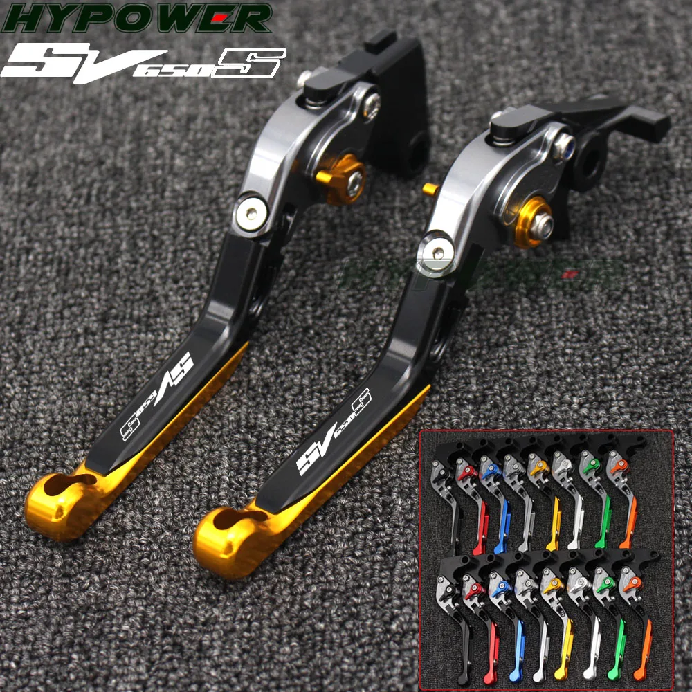 !With Logo CNC Adjustable Folding Extendable Motorcycle Brake Clutch Levers For Suzuki SV650S SV 650S 1999-2009