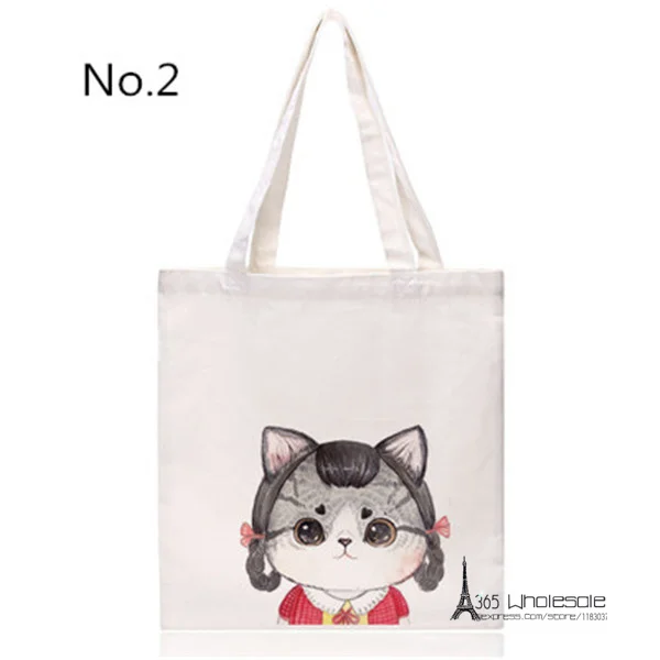 Free shipping 15 styles for choose Cute Cats Canvas Shoulder Bag Beauty Dressing Funny Attitude Eco-friendly storage friend gift