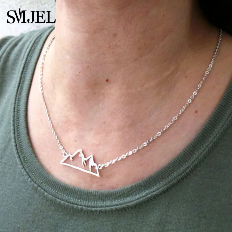 SMJEL Trendy Cute Animal Butterfly Necklaces & pendants Mountain Charm Geometric Necklaces for Women Jewelry collana