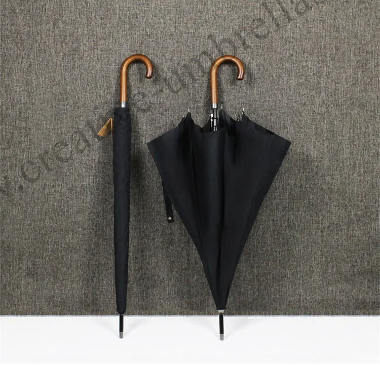 

2pcs/lot Long-handle auto open 70T wooden classical business gent's umbrellas anti-thunder fiberglass outdoor commercial parasol