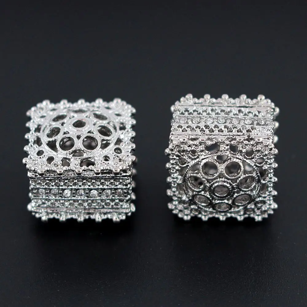 

Spacer Beads Metal Charms Filigree Square Bracelet Bead Rhinestone Pave Beading DIY for African Earrings Wedding Jewelry Making