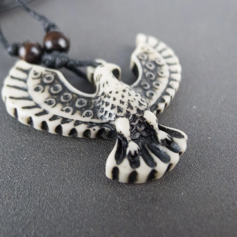 Phoenix Man\'s Pendant limitation Yak Bone Material Bone Art Necklace Pendant Vintage Men\'s adjustable Rope Necklaces #GZ211