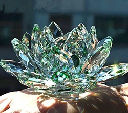 Crystal Lotus Flower Lotus Glass Figure Paperweight Ornament Feng Shui Decor Collections 120mm 1pcs Colorful