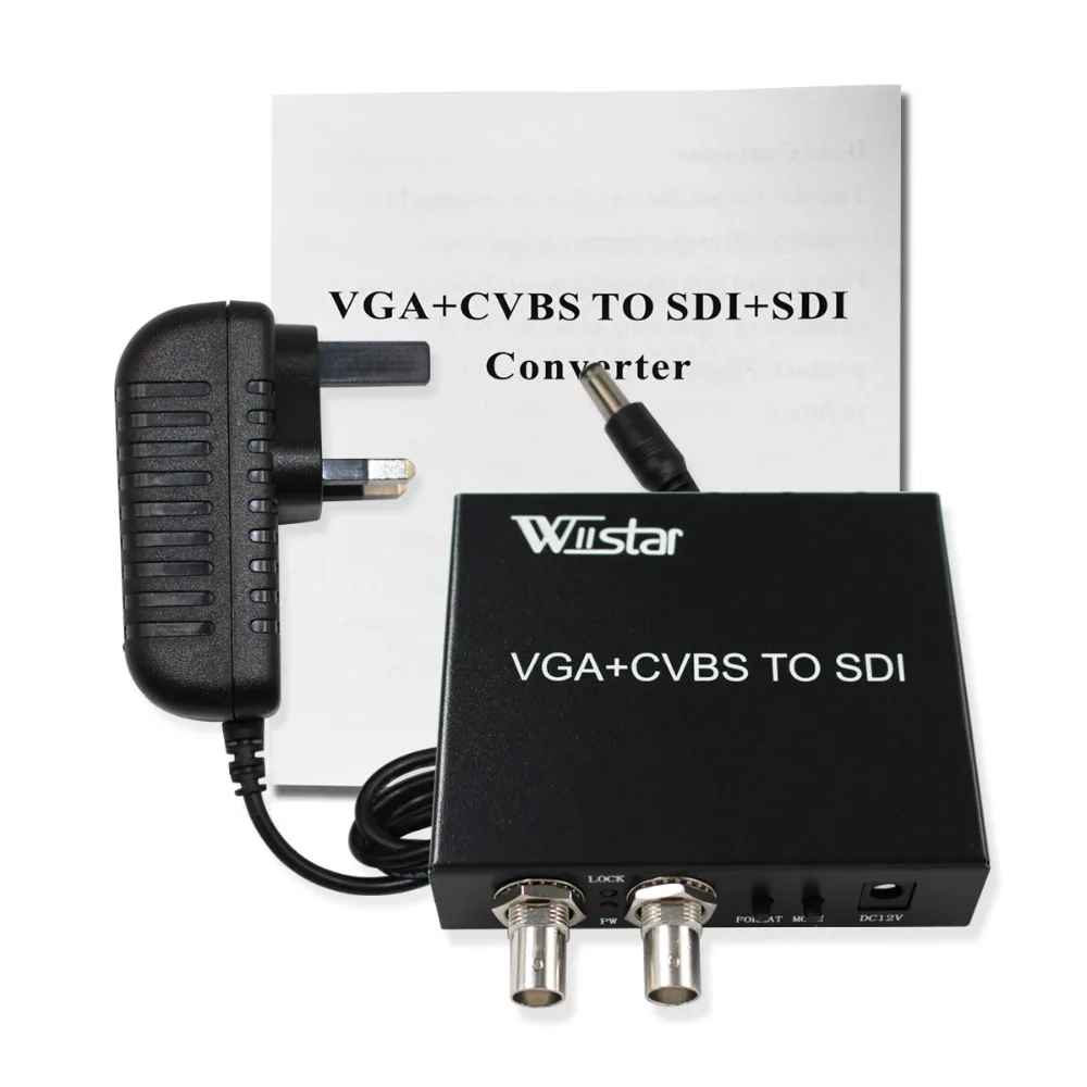 Wiistar-Adaptador convertidor CVBS AV VGA a SDI, compatible con SD/HD-SDI/3G-SDI, VGA a 2 puertos SDI para Monitor de TV, envío gratis