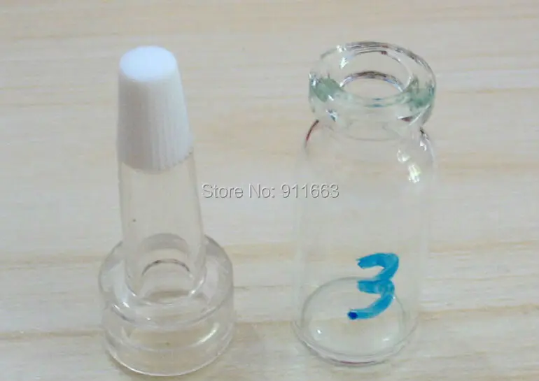 100sets/lot, 3ml,13mm opening Clear glass vials with 13mm opening PVC dropper