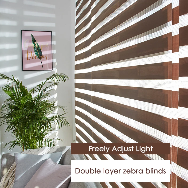 Customize size Electric Zebra Blinds Cordless Lithum Battery Motorized Curtains for Bedroom/Living room Motor Warranty 3 years