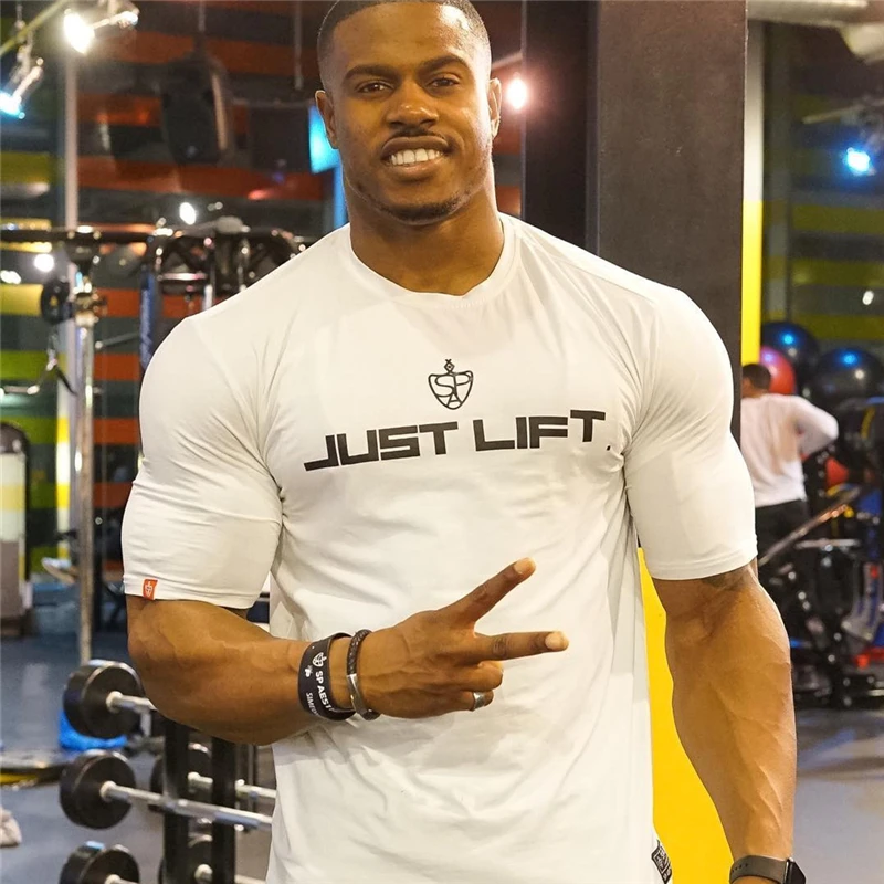 Camicia da corsa da palestra in cotone maglietta sportiva camicia da corsa da uomo manica corta allenamento da uomo T-shirt Fitness Top T-shirt