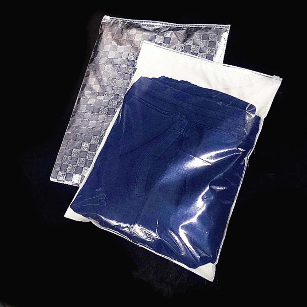 

40pcs/Lot Aluminum Foil Ziplock Reusable Package Pouches Bag For Clothes Underwear Socks Storage Sealing Household Plastic Bags