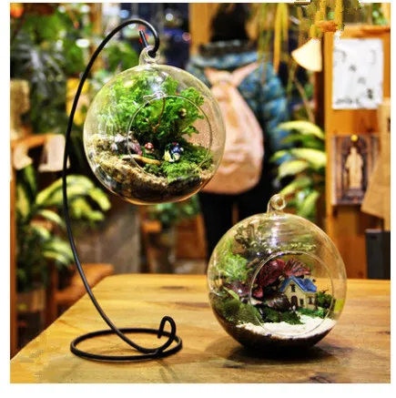 6pcs/lot Ball Shaped Glass Hanging Vase Bottle for Plant Flower Container Decor 12cm ,round bottom,wedding decoration