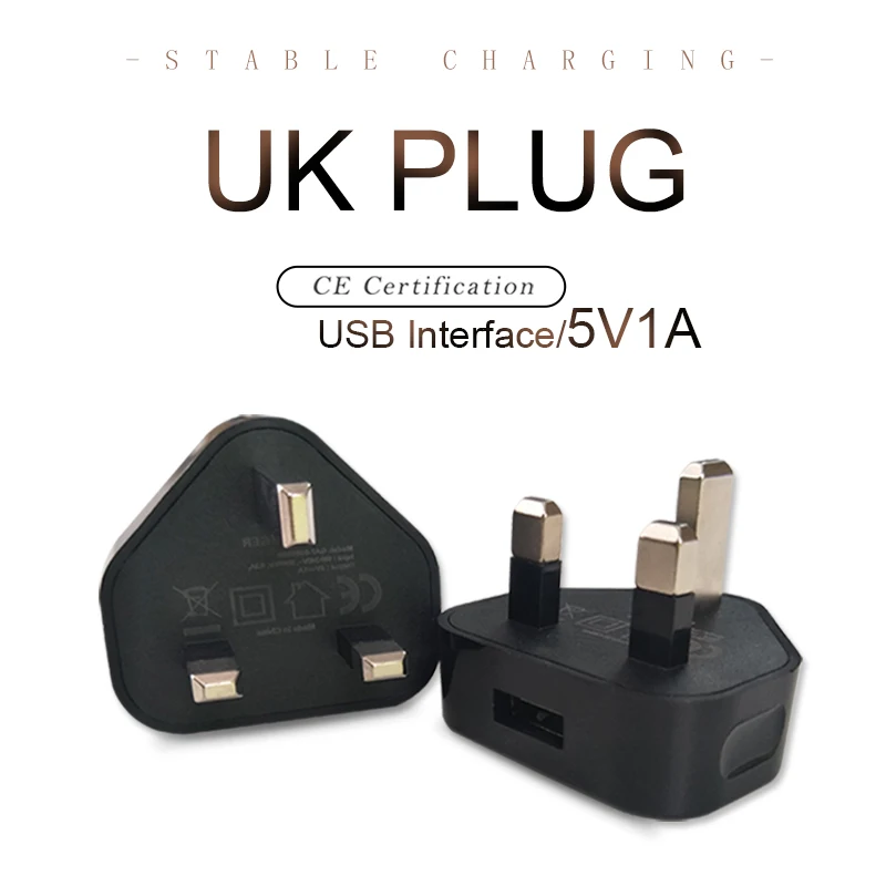 UK Adapter Plug 1 USB 5V1A Charger For Phone UK Standard Conversion Plugs Travel Wall in Ireland Singapore Maldives Malaysia