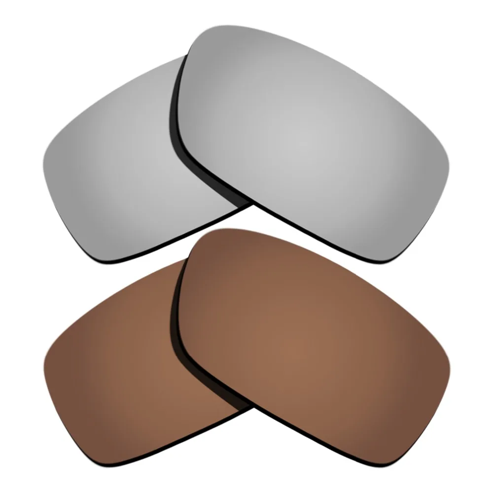 Silver Mirrored & Brown Polarized Replacement Lenses for-Oakley Crankcase Frame 100% UVA & UVB