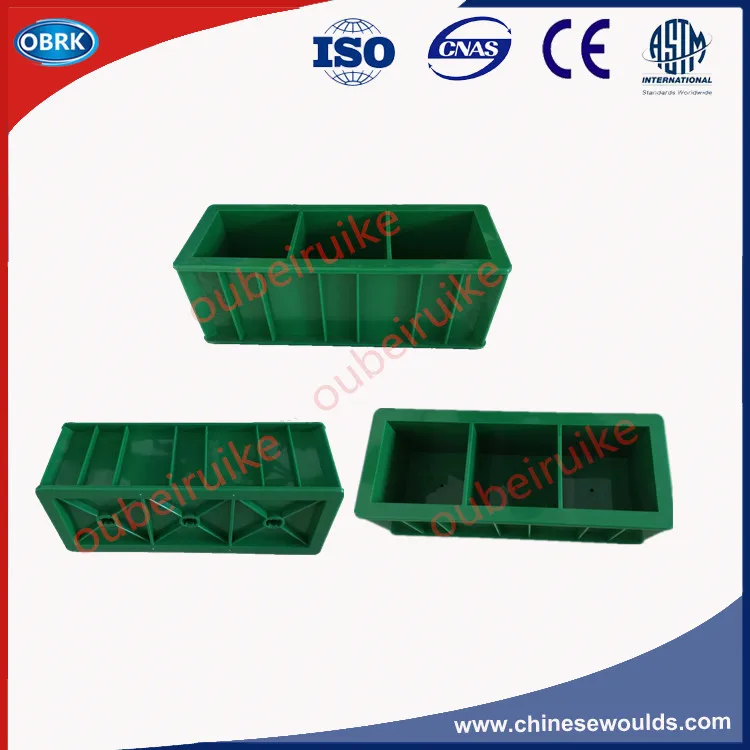 Plastic Concrete Cube Molds High Quality Green Concrete 100MM Three Gang Test Moulds