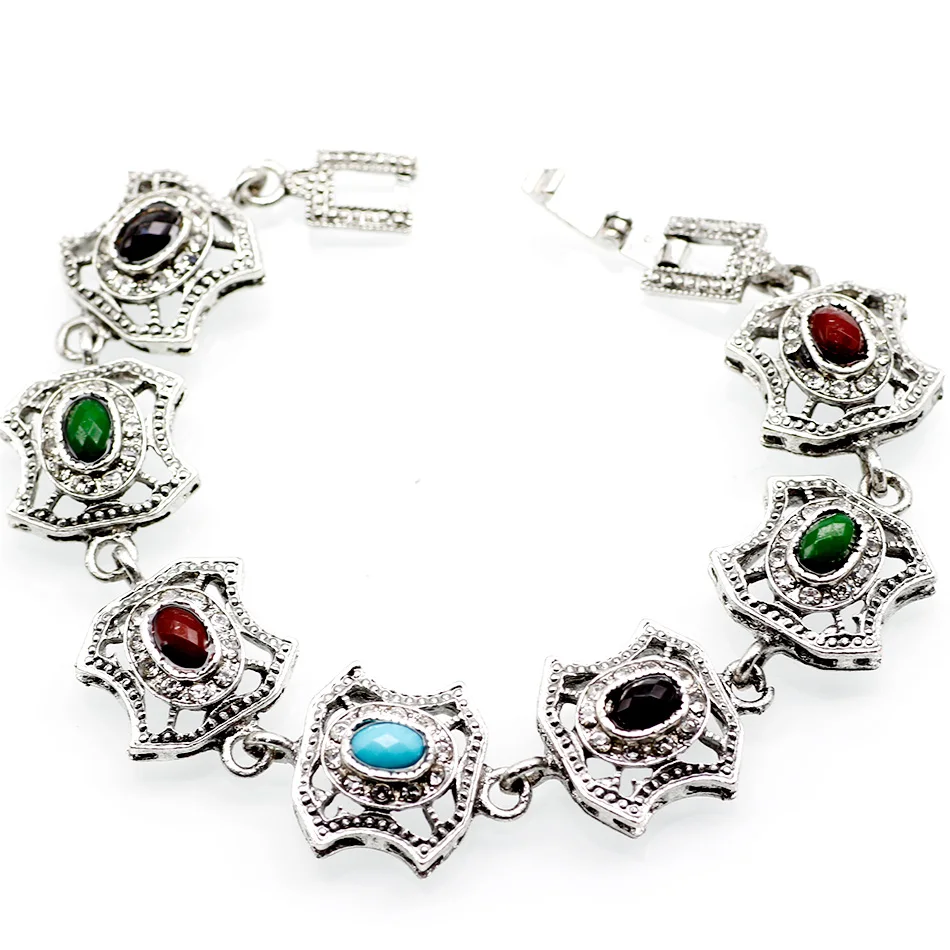 SUNSPICE MS Bright Retro Resin Bracelet For Women Antique Silver Color Little Eye Link Bracelets Charm Vintage Jewelry Gift 2019