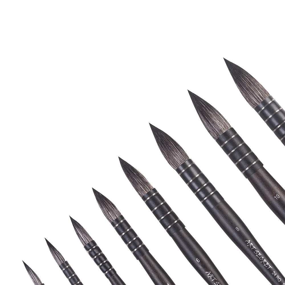 ArtSecret Hohe Grade 24RQ Aquarell Malerei Pinsel Schwarz Eichhörnchen Haar Holzgriff Künstlerische Schreibwaren Kunst Werkzeug Liefert – Detail 11