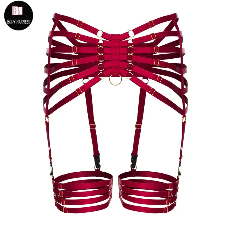 BODY HARNESS Women Sexy Punk Goth Harajuku Style Gothic High Waist Garter Belt Handmade Harness Leg Garter