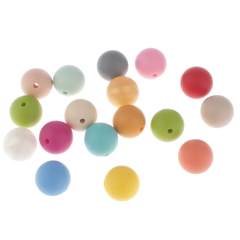 Fkisbox 100PC Silicone Teether Beads15MM Balls Silicone Teething Beads Diy Teething Necklace Silicone Bead Bpa Free Baby Nursing