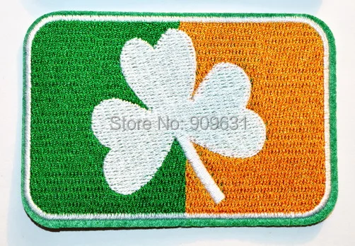 

IRISH CLOVER FLAG PATCH iron-on IRELAND embroidered SHAMROCK EMBLEM applique NEW