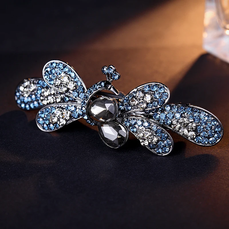 CHIMERA Elegant Hair Barrette Clips Artificial Crystal Peacock Hairpin Spring Clip Hair Accessories Women Rhinestone Headwear