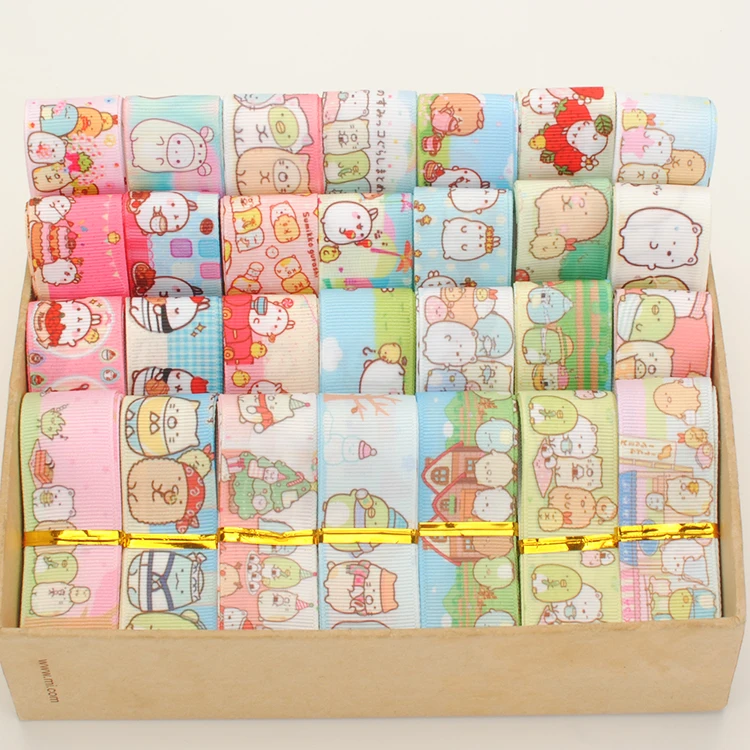 NEW random set  22/25mm mixed Japanese cartoon sumikko gurashi psttern printed grosgrain ribbons ,1Y/style