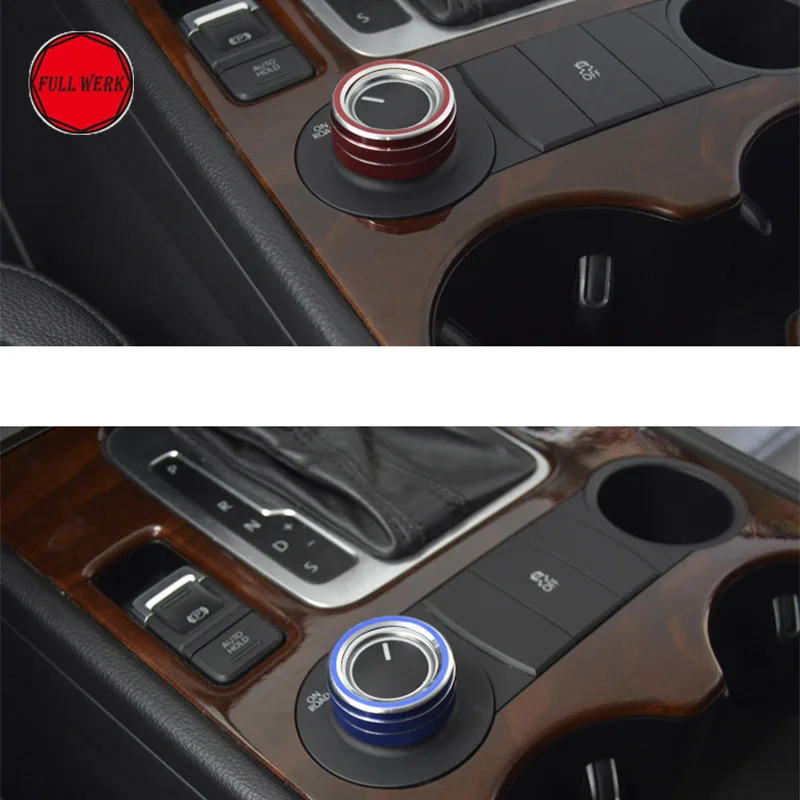 1pc Aluminum Alloy Car Central Control Knob Decoration Ring for VW Touareg 2011-2018 Switch Cover Frame Interior Accessories